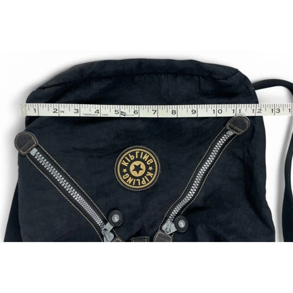 KIPLING Archival Vintage Nylon Backpack Unisex Adult Black Drawstring Bag
